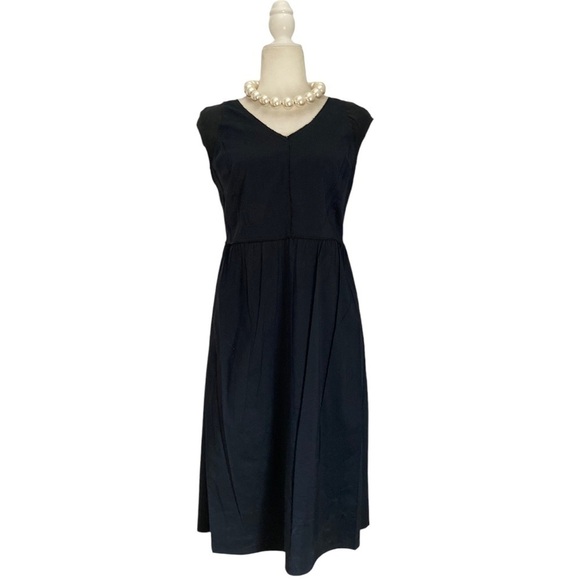 Cotelac V Neck Sleeveless Midi Dress Navy Blue Box Pleat Back Women’s - Picture 1 of 11
